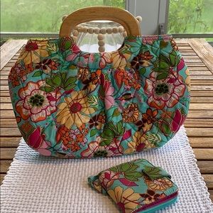 Vera Bradley 100% Silk Purse with Matching Wallet